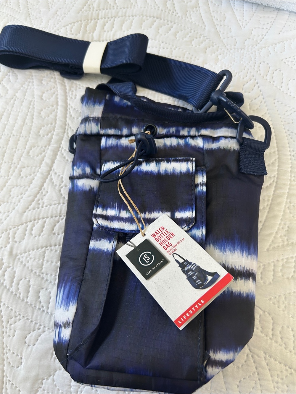 Navy Tie-Dye Water Bottle Holder Crossbody Bag
